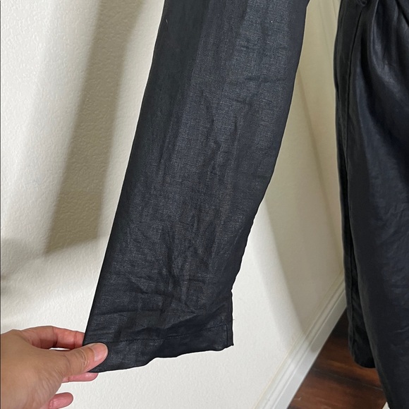 Eileen Fisher Women's Organic Linen Trench Coat Black L Lagenlook Quiet Luxury - Picture 4 of 16